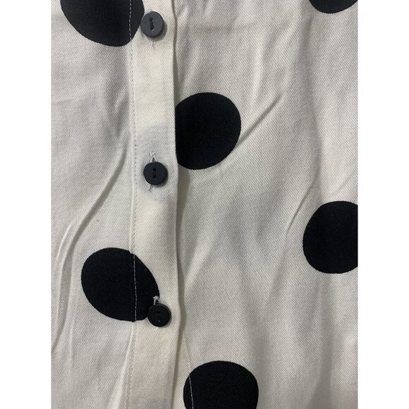 Women's XS Minnie Mouse Polka Dot Embroidered Collar Short Sleeve Blouse - Picture 3 of 13